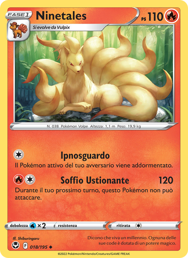 Ninetales 018/245 — Tempesta Argentata (Italian Pokémon TCG card)