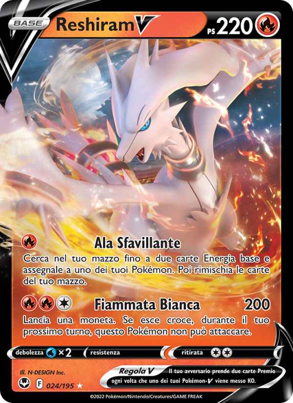 Reshiram V 024/245 — Tempesta Argentata (Italian Pokémon TCG card)