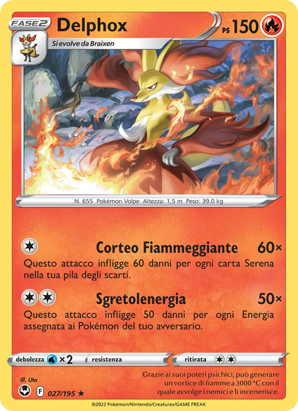 Delphox 027/245 — Tempesta Argentata (Italian Pokémon TCG card)