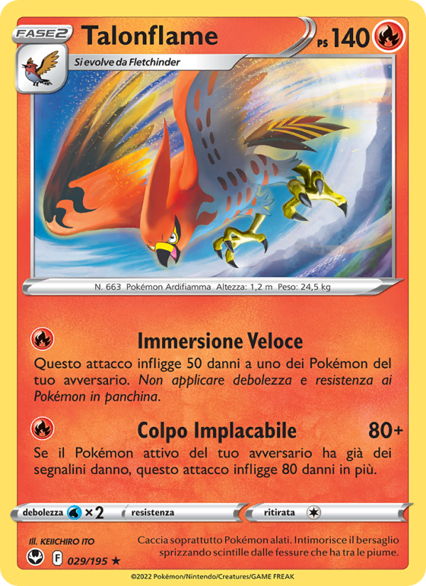 Talonflame 029/245 — Tempesta Argentata (Italian Pokémon TCG card)