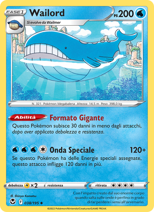 Wailord 038/245 — Tempesta Argentata (Italian Pokémon TCG card)