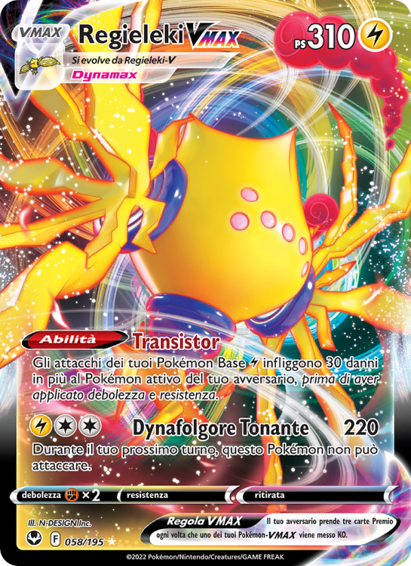 Regieleki VMAX 058/245 — Tempesta Argentata (Italian Pokémon TCG card)
