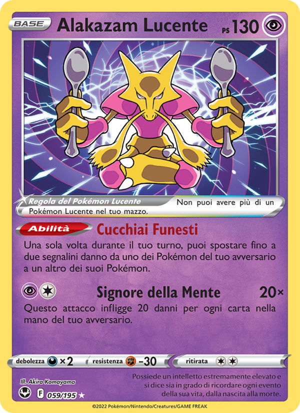 Alakazam Lucente 059/245 — Tempesta Argentata (Italian Pokémon TCG card)