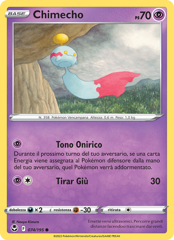 Chimecho 074/245 — Tempesta Argentata (Italian Pokémon TCG card)