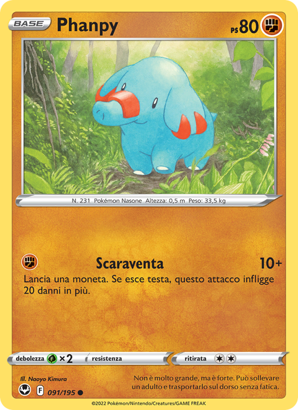 Phanpy 091/245 — Tempesta Argentata (Italian Pokémon TCG card)
