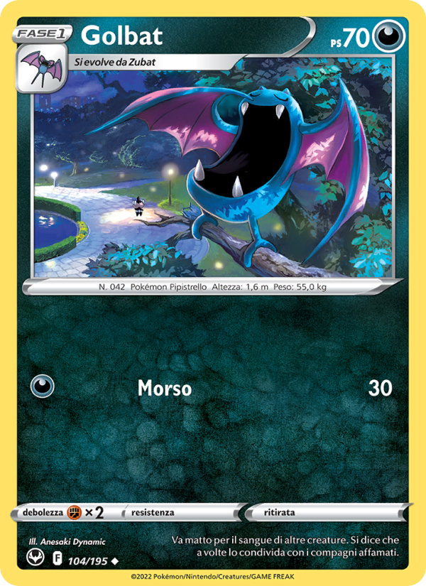 Golbat 104/245 — Tempesta Argentata (Italian Pokémon TCG card)