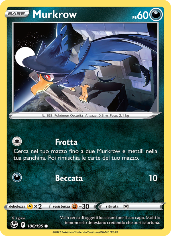 Murkrow 106/245 — Tempesta Argentata (Italian Pokémon TCG card)