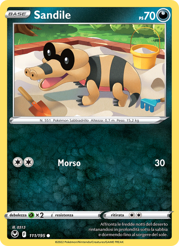 Sandile 111/245 — Tempesta Argentata (Italian Pokémon TCG card)