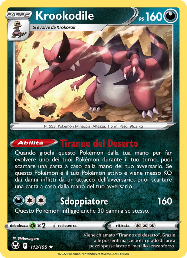 Krookodile 113/245 — Tempesta Argentata (Italian Pokémon TCG card)