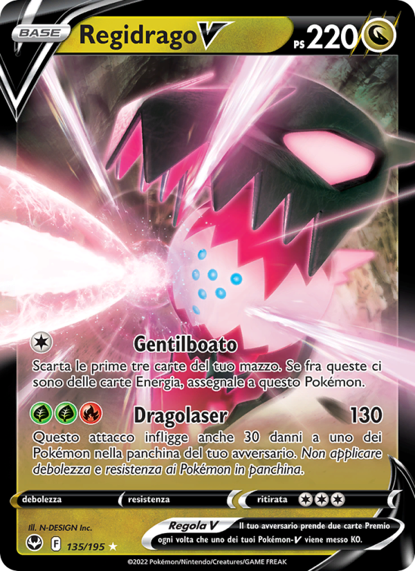 Regidrago V 135/245 — Tempesta Argentata (Italian Pokémon TCG card)