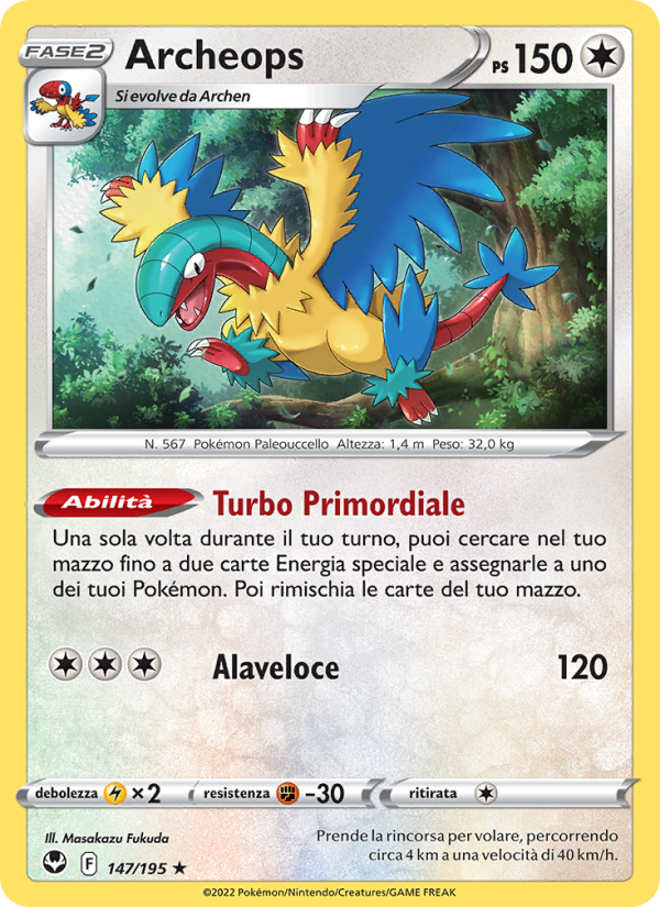 Archeops 147/245 — Tempesta Argentata (Italian Pokémon TCG card)