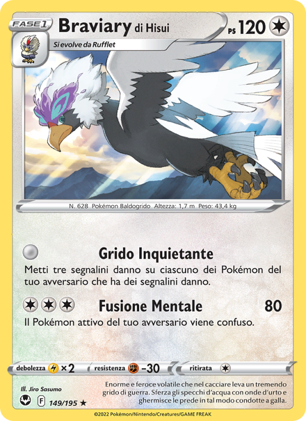 Braviary di Hisui 149/245 — Tempesta Argentata (Italian Pokémon TCG card)