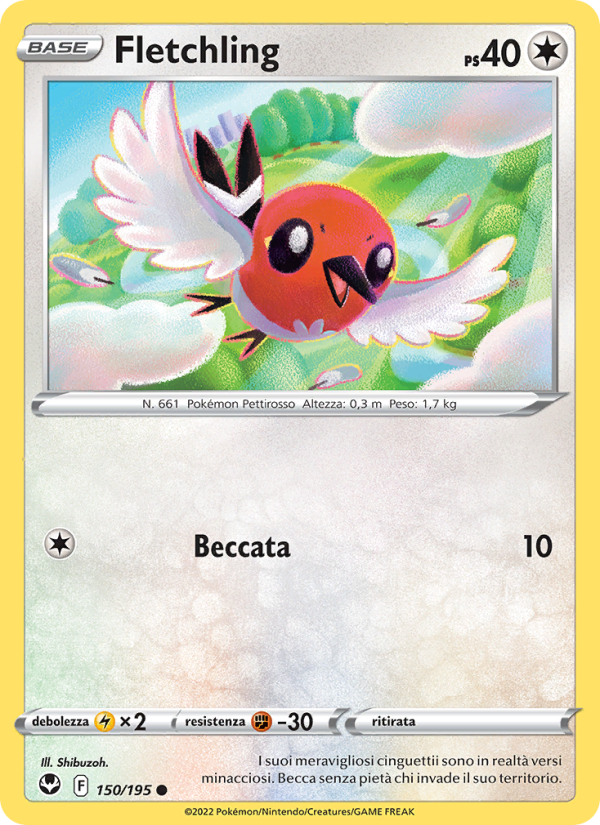 Fletchling 150/245 — Tempesta Argentata (Italian Pokémon TCG card)