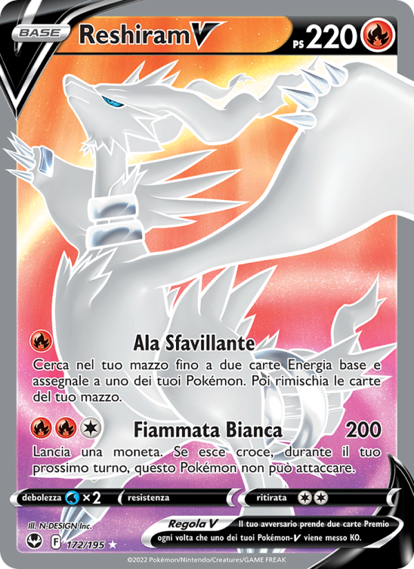 Reshiram V 172/245 — Tempesta Argentata (Italian Pokémon TCG card)