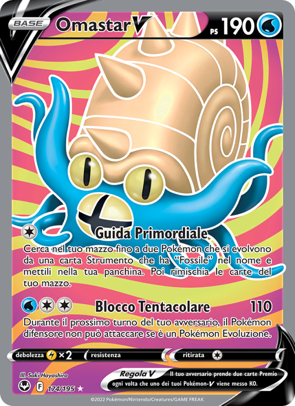 Omastar V 174/245 — Tempesta Argentata (Italian Pokémon TCG card)