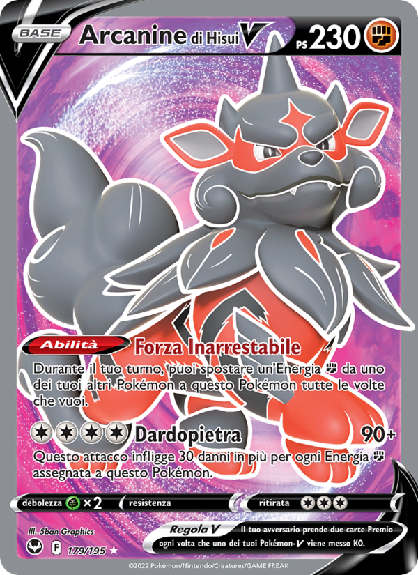 Arcanine di Hisui V 179/245 — Tempesta Argentata (Italian Pokémon TCG card)