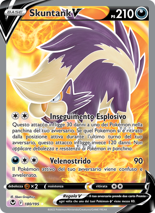 Skuntank V 180/245 — Tempesta Argentata (Italian Pokémon TCG card)