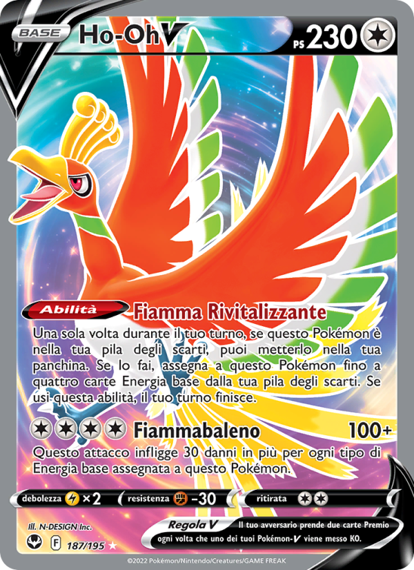 Ho-Oh V 187/245 — Tempesta Argentata (Italian Pokémon TCG card)