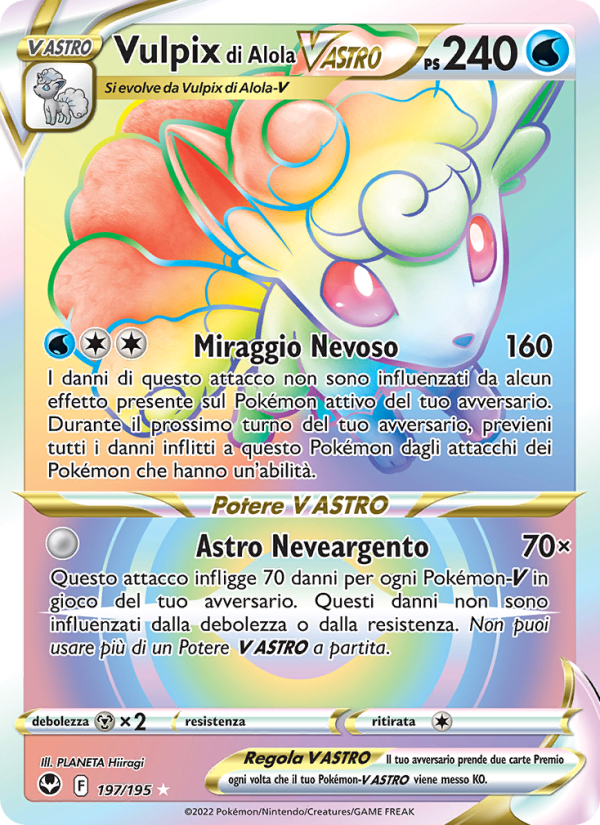 Vulpix di Alola V ASTRO 197/245 — Tempesta Argentata (Italian Pokémon TCG card)