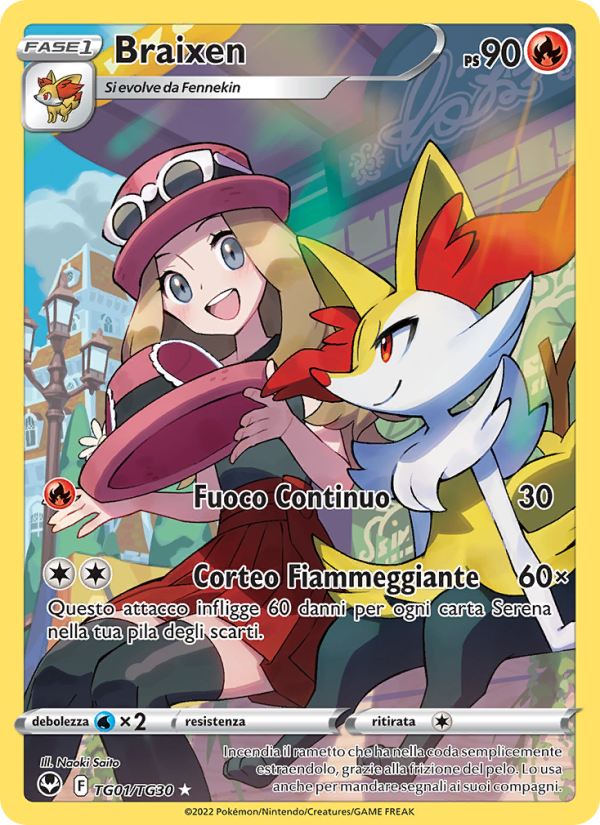 Braixen TG01 — Tempesta Argentata (Italian Pokémon TCG card)