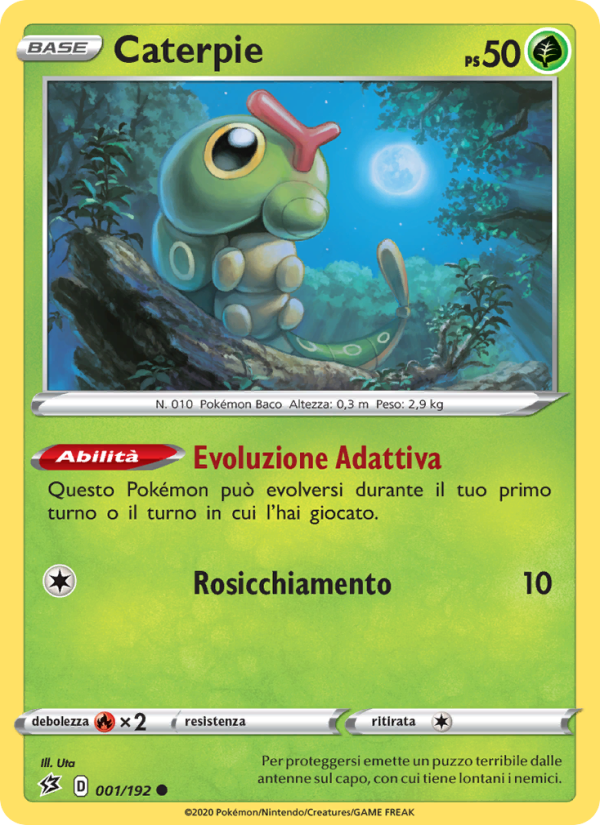 Caterpie 001/209 — Fragore Ribelle (Italian Pokémon TCG card)