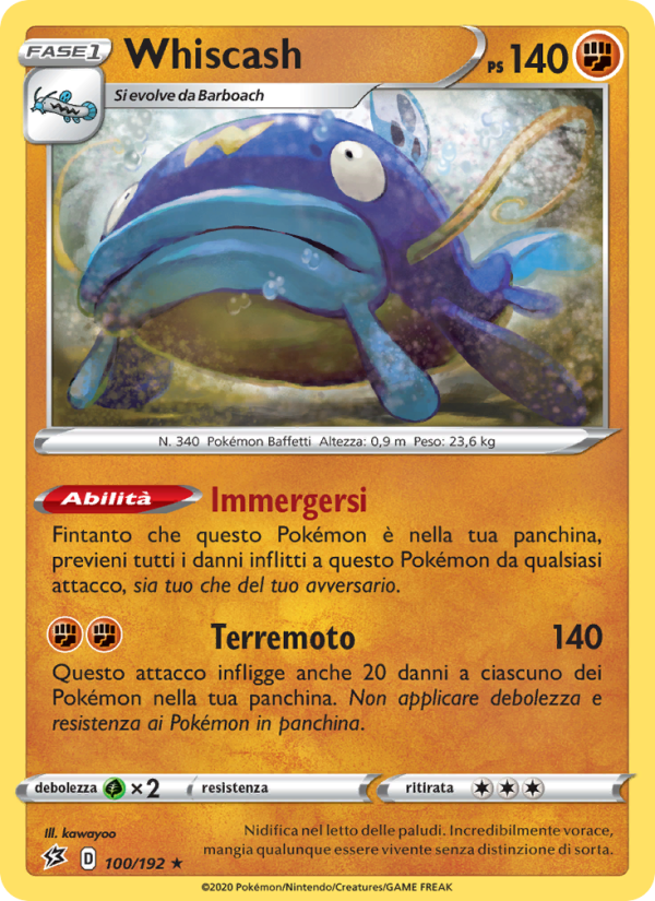 Whiscash 100/209 — Fragore Ribelle (Italian Pokémon TCG card)
