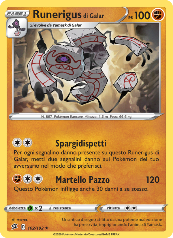 Runerigus di Galar 102/209 — Fragore Ribelle (Italian Pokémon TCG card)