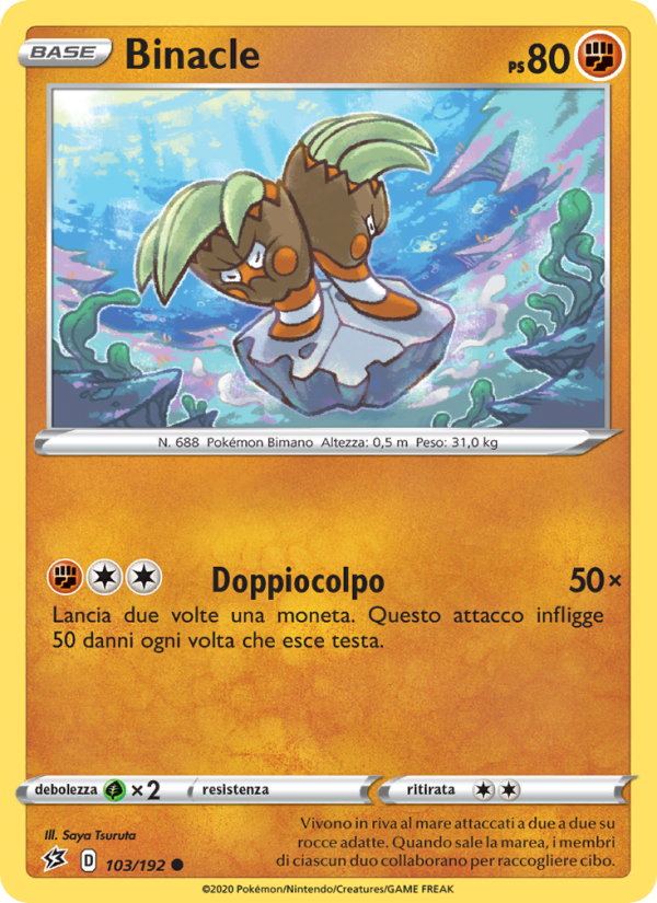 Binacle 103/209 — Fragore Ribelle (Italian Pokémon TCG card)