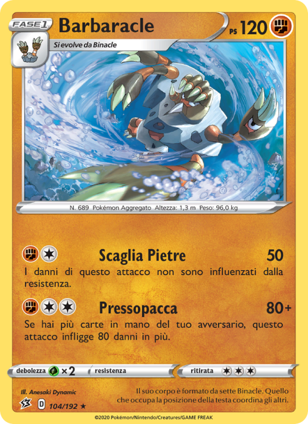 Barbaracle 104/209 — Fragore Ribelle (Italian Pokémon TCG card)