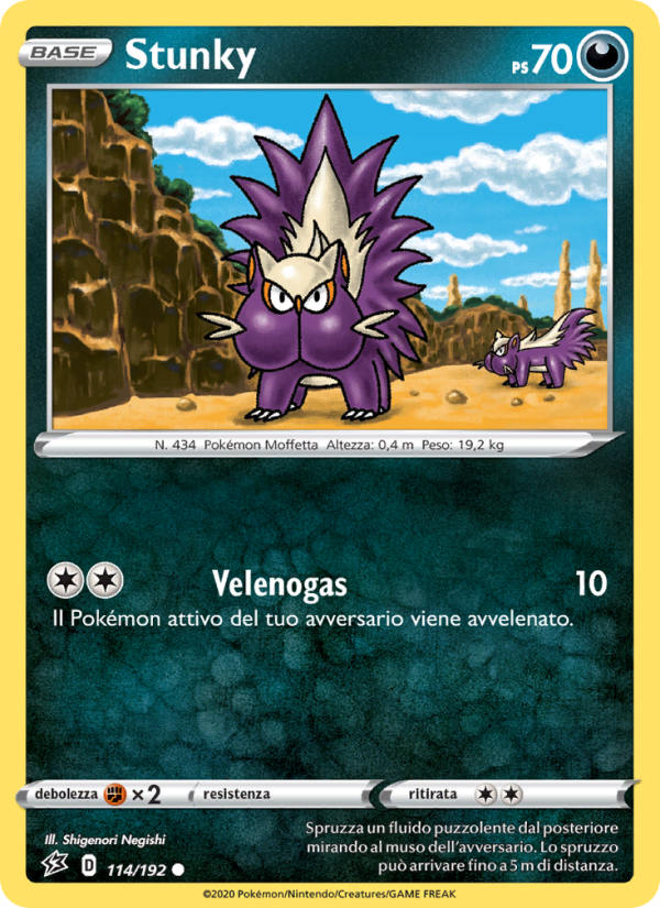 Stunky 114/209 — Fragore Ribelle (Italian Pokémon TCG card)