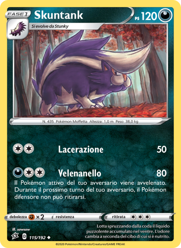 Skuntank 115/209 — Fragore Ribelle (Italian Pokémon TCG card)