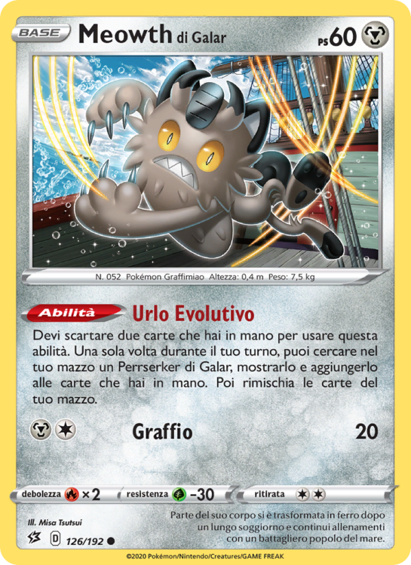 Meowth di Galar 126/209 — Fragore Ribelle (Italian Pokémon TCG card)