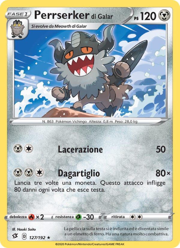 Perrserker di Galar 127/209 — Fragore Ribelle (Italian Pokémon TCG card)