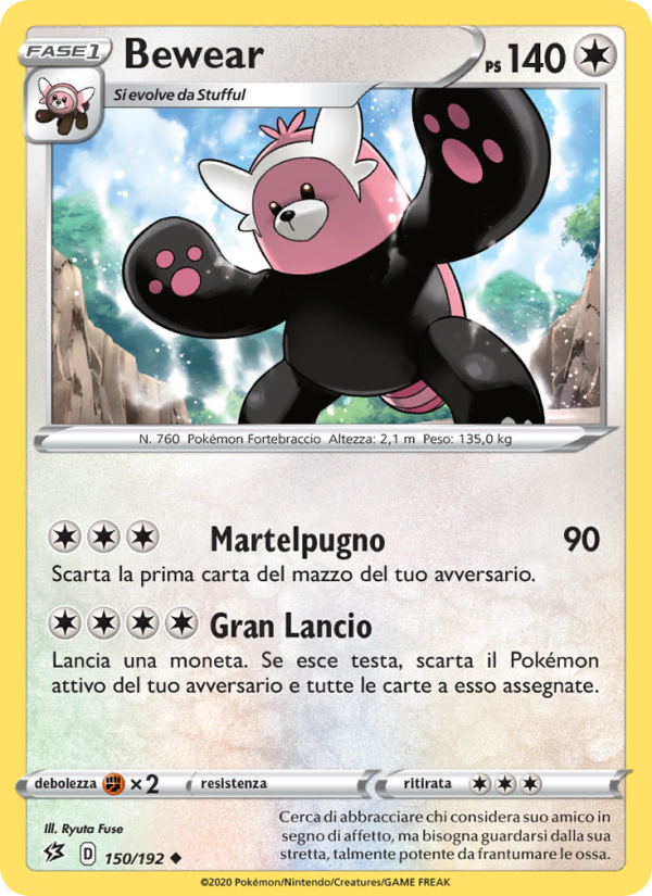 Bewear 150/209 — Fragore Ribelle (Italian Pokémon TCG card)