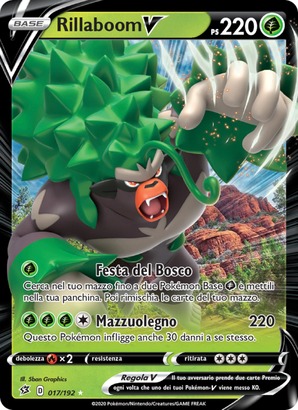 Rillaboom V 017/209 — Fragore Ribelle (Italian Pokémon TCG card)