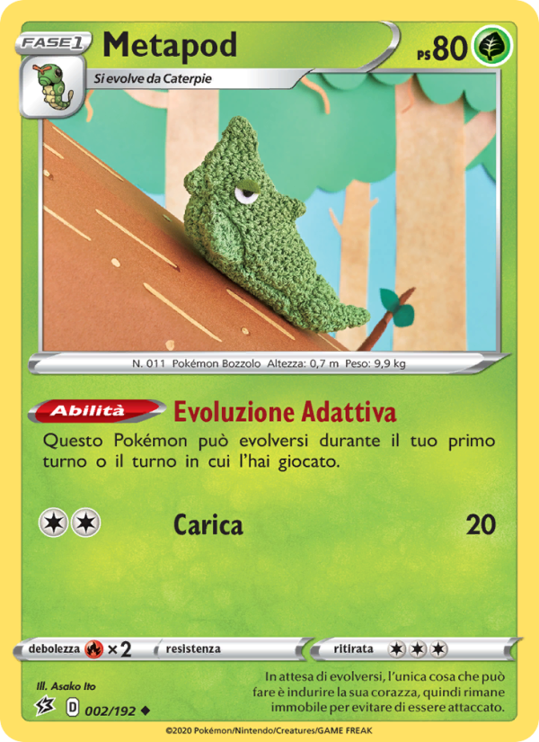 Metapod 002/209 — Fragore Ribelle (Italian Pokémon TCG card)
