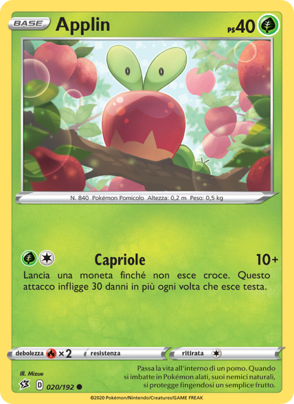 Applin 020/209 — Fragore Ribelle (Italian Pokémon TCG card)