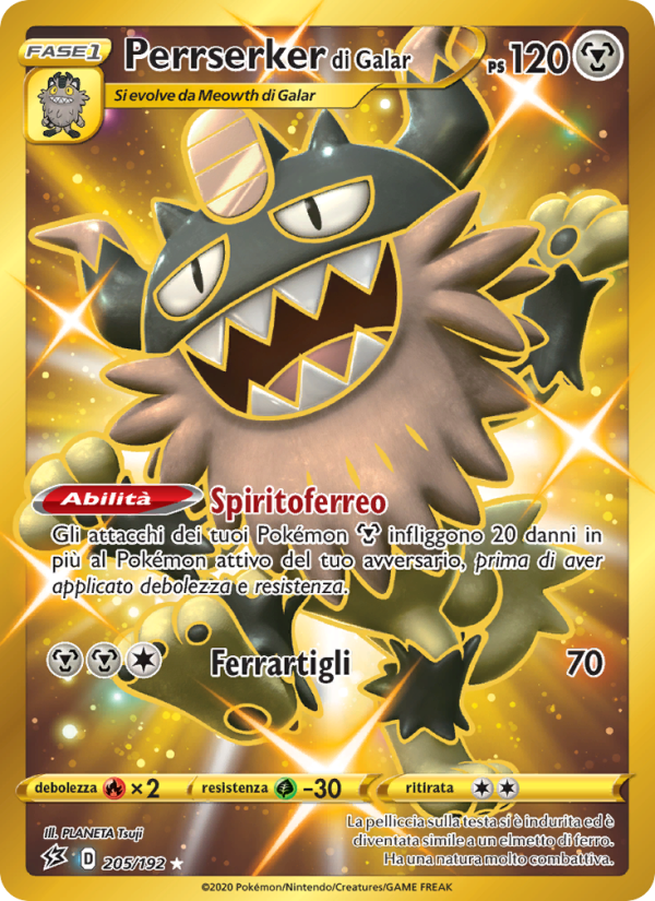 Perrserker di Galar 205/209 — Fragore Ribelle (Italian Pokémon TCG card)