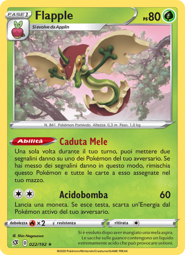 Flapple 022/209 — Fragore Ribelle (Italian Pokémon TCG card)