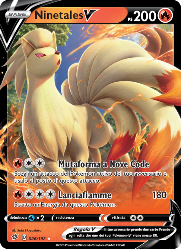 Ninetales V 026/209 — Fragore Ribelle (Italian Pokémon TCG card)