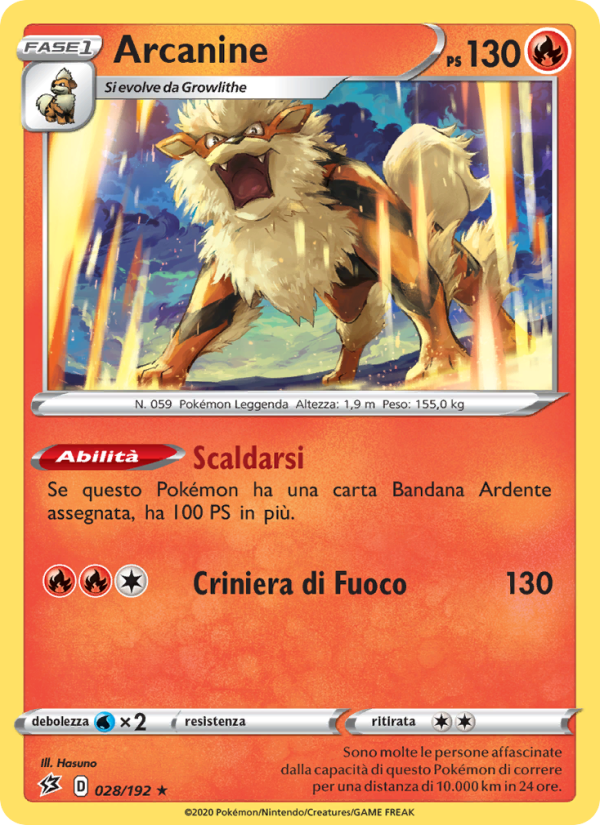 Arcanine 028/209 — Fragore Ribelle (Italian Pokémon TCG card)