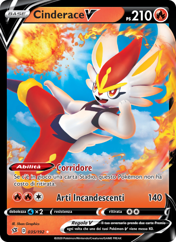 Cinderace V 035/209 — Fragore Ribelle (Italian Pokémon TCG card)