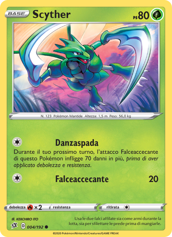 Scyther 004/209 — Fragore Ribelle (Italian Pokémon TCG card)