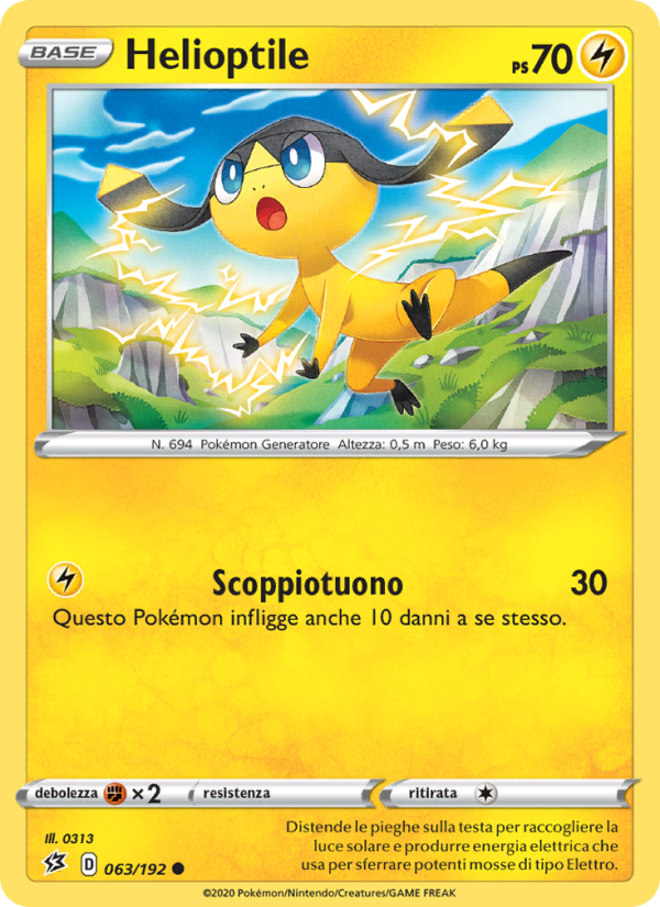 Helioptile 063/209 — Fragore Ribelle (Italian Pokémon TCG card)