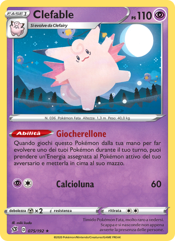 Clefable 075/209 — Fragore Ribelle (Italian Pokémon TCG card)