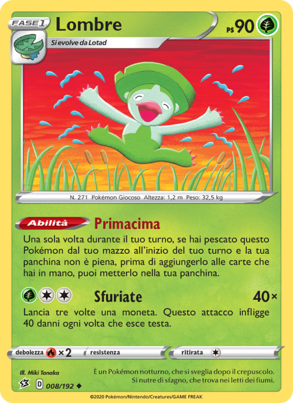 Lombre 008/209 — Fragore Ribelle (Italian Pokémon TCG card)