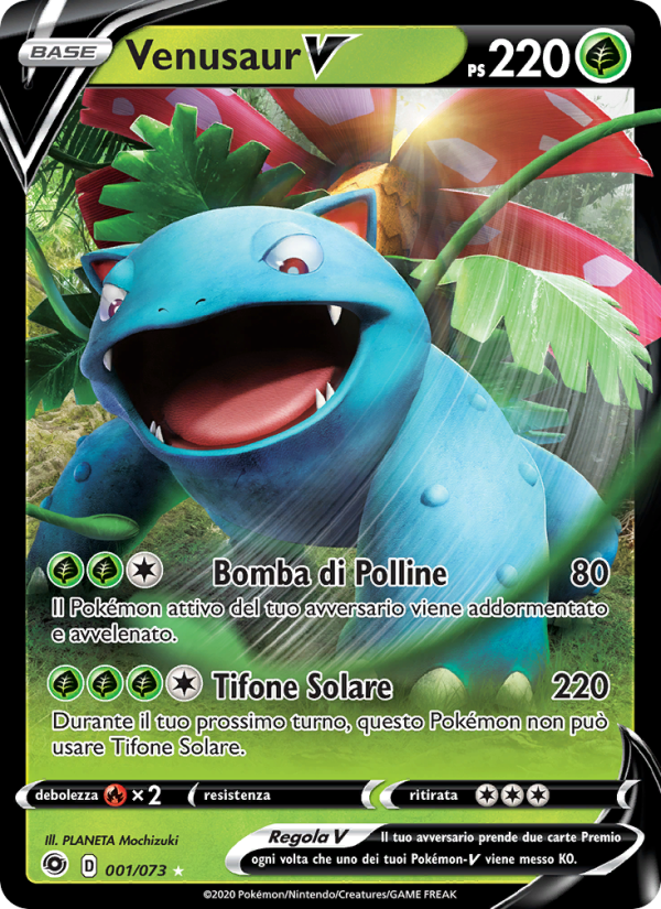 Venusaur V 001/80 — Champion's Path (Italian Pokémon TCG card)