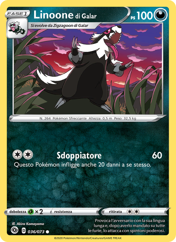 Linoone di Galar 036/80 — Futuri Campioni (Italian Pokémon TCG card)