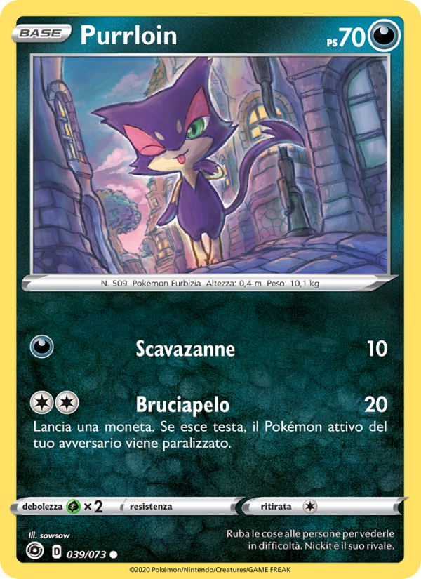 Purrloin 039/80 — Futuri Campioni (Italian Pokémon TCG card)