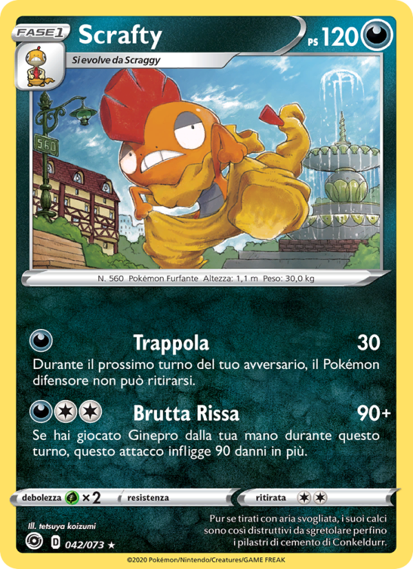 Scrafty 042/80 — Futuri Campioni (Italian Pokémon TCG card)